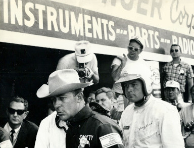 Carroll Smith with Jerry Grant at Daytona, 1966.