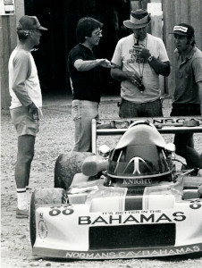 Carroll at Lime Rock Park Formula Atlantic 1979 with Terry Knight of Grand Funk Railroad and Paul Newman